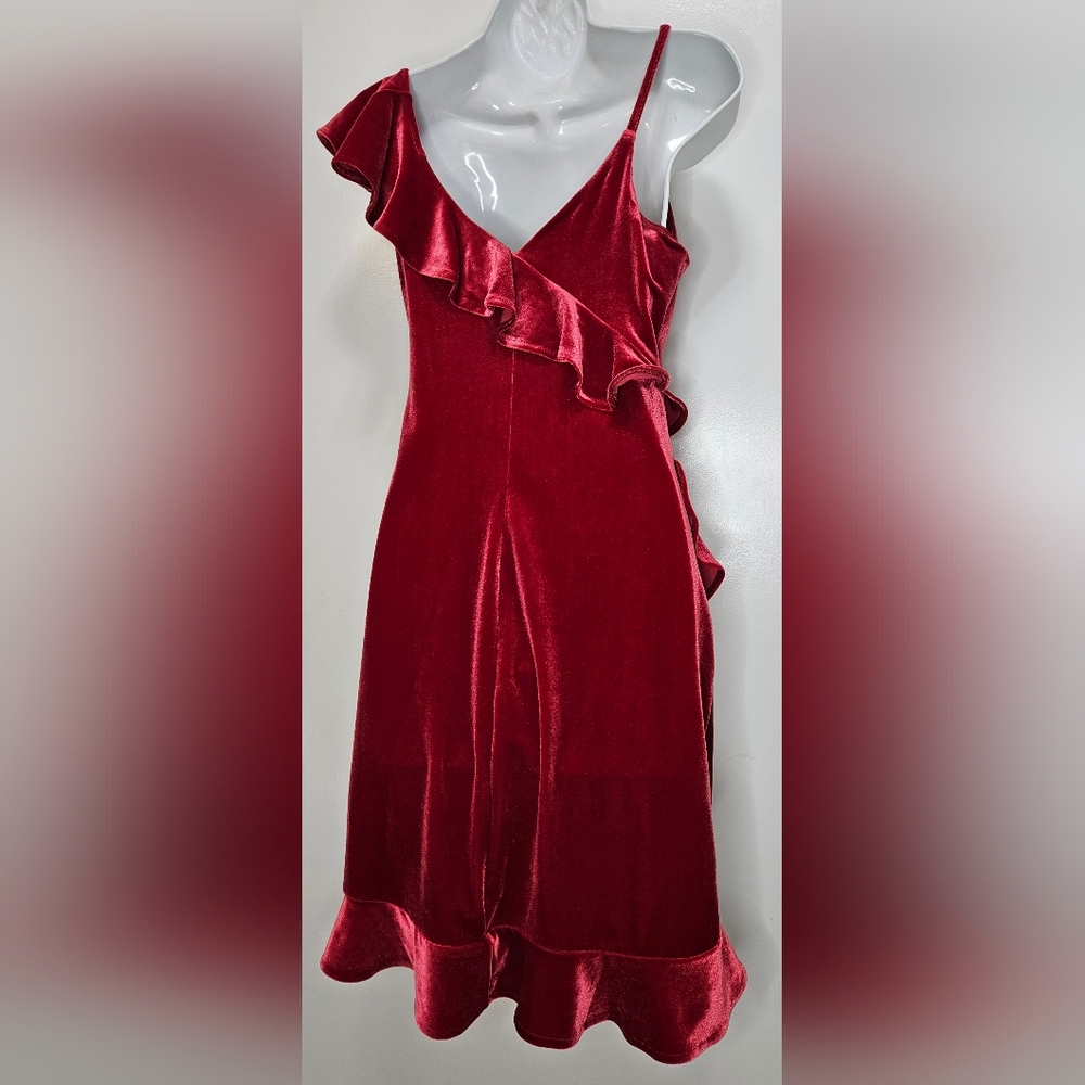 EXPRESS VELVET RUFFLE DRESS - Picture 4 of 6